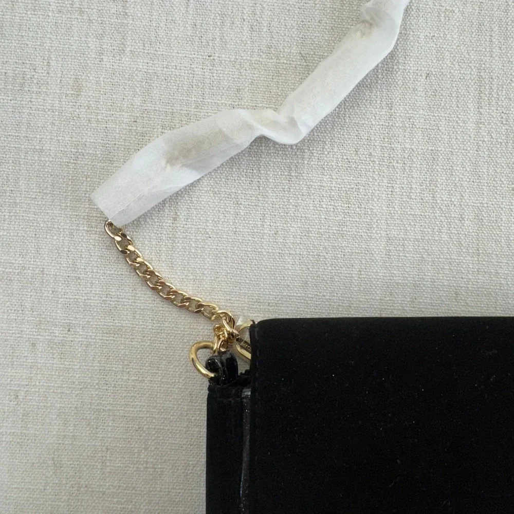 Jimmy Choo Parfums Black Velvet Glitter Crossbody‎ Bag Gold Chain JC Charm